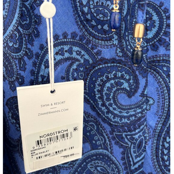 NWT Zimmermann Ottie Paisley Print Long Sleeve Backless Maxi Dress 4 US12 - Picture 4 of 5